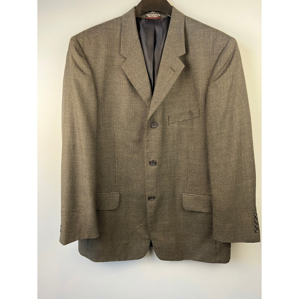 Pierre Cardin Wool Blend Houndstooth Blazer Sport Coat Size 42R Office Career‎